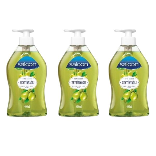 Saloon Liquid Hand Wash Soap - Olive - 400ml - 3 Pack