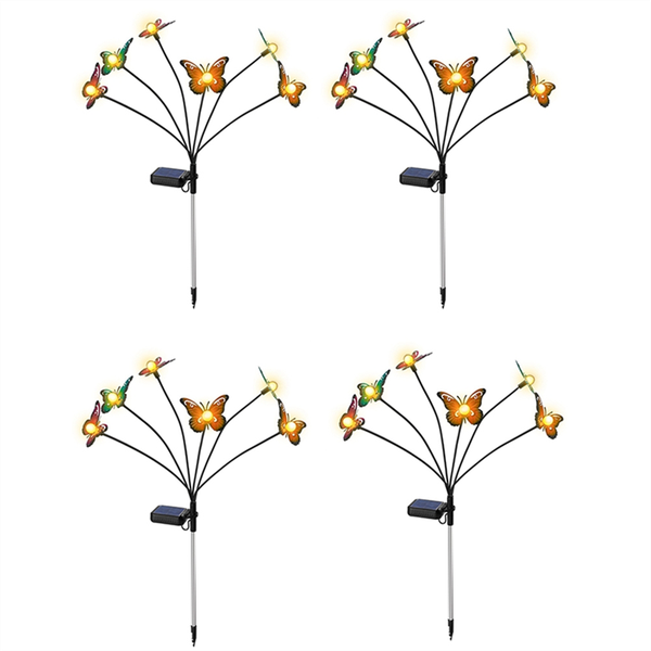 4PCS Solar Garden Lights Solar Swaying Light, 6LED Sway By Wind