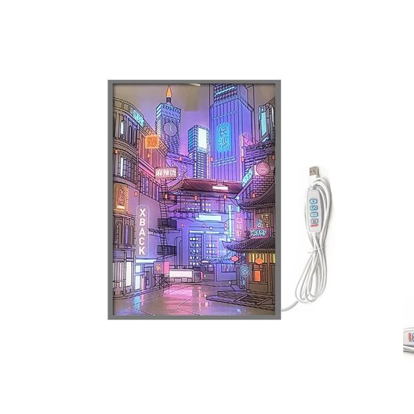 LED City Night Light Painting, Dimmable Home Decoration Night Light