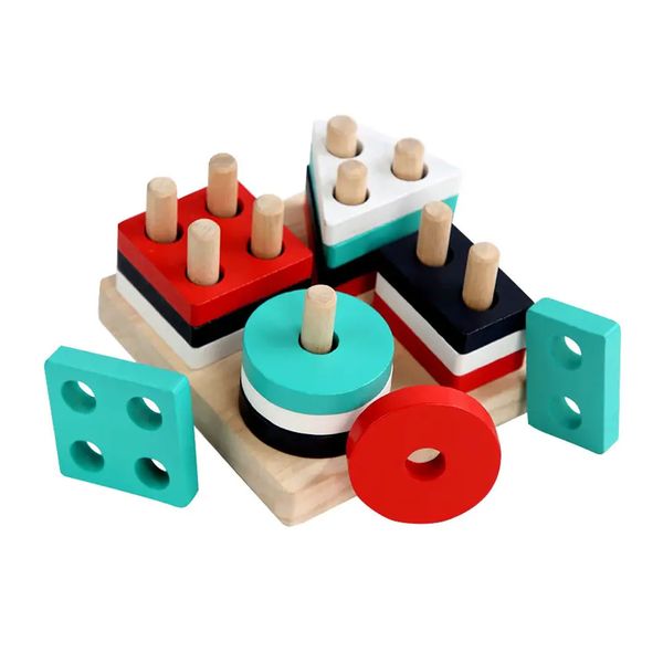 Montessori Building Blocks Wooden Educational Toys for Toddlers Set of 17