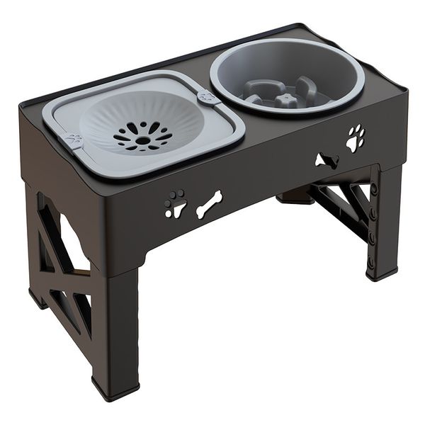Adjustable Elevated Double Pet Bowls - 5 Height Settings, Anti-Slip Feeding