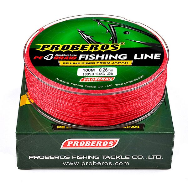 PROBEROS 4-Braid PE Fishing Line 100M, 0.4#/6LB, 5 Colors - 1 Spool