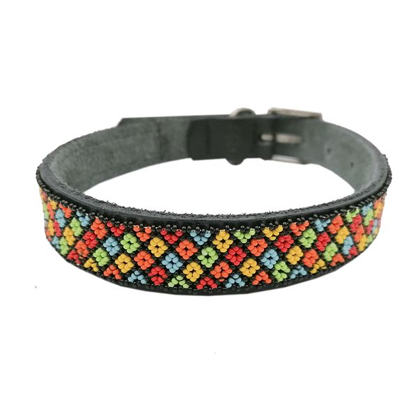 Huntlea Leather Beaded Dog Collar - Daisy (750mm)