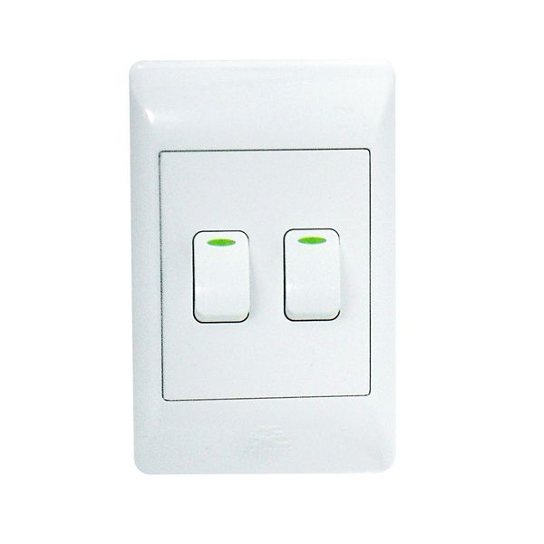 ACDC - 2-lever 1-way Switch 2x4 C/w White Cover Plate