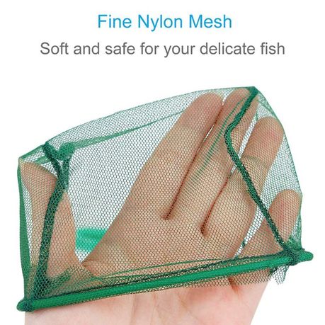 Mangsen 6 Inch Aquarium Fish Net Green Fine Mesh Nylon Net Collection with  11 Long Handle Square Quick Catch Fish Net for Fish Tank
