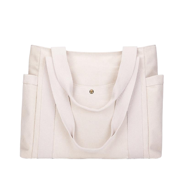 Large Capacity Shoulder Tote Bag With Multiple Compartments - Beige