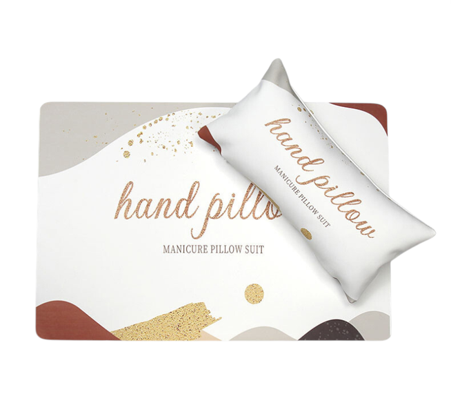 Nail Art Hand Rest Pillow &amp; Desk Mat Set - Ergonomic Manicure Support