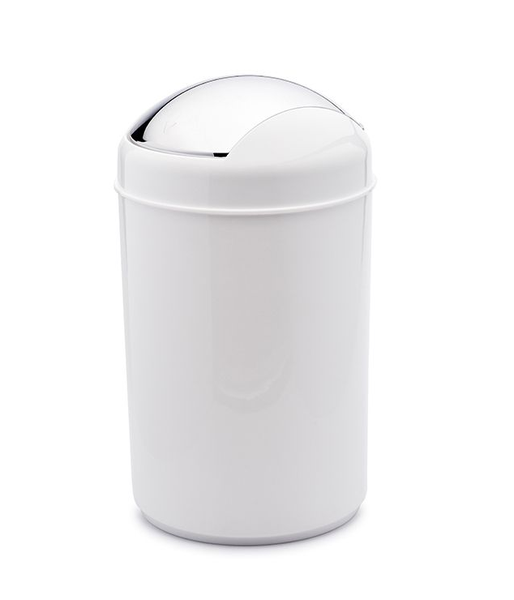 White Cylindrical Bathroom Waste Bin