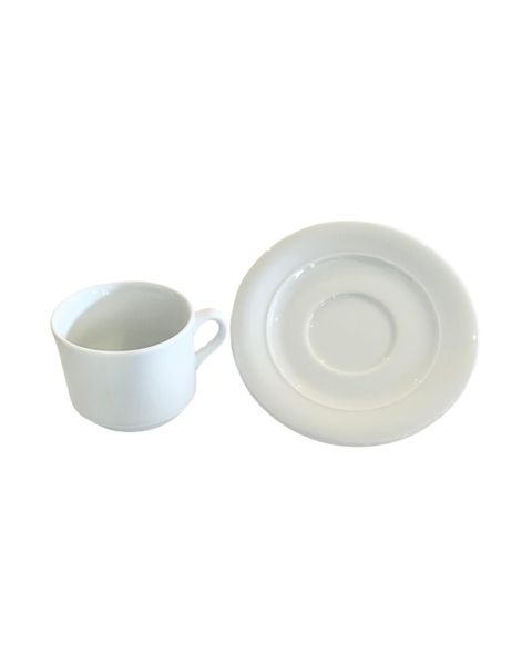 Hotel Collection White Porcelain Cup &amp; Saucer Set of 4