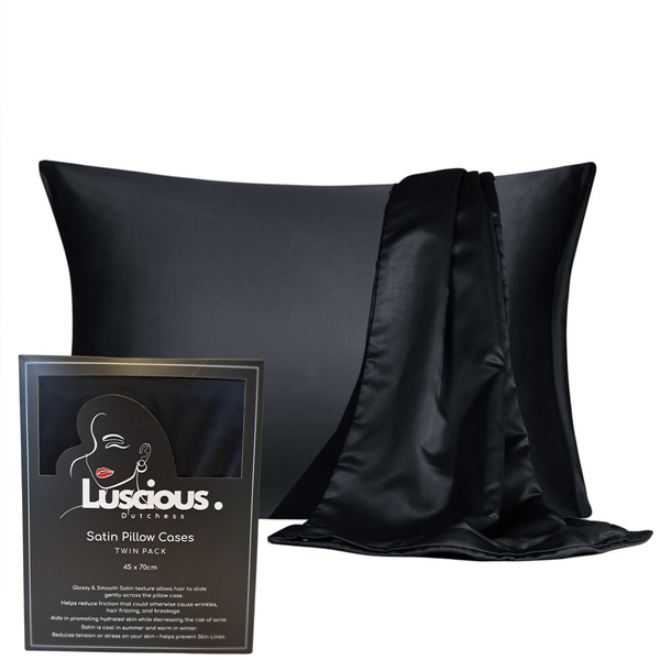 Luscious Dutchess - Satin Pillow Cases Twin Pack - Charcoal Grey