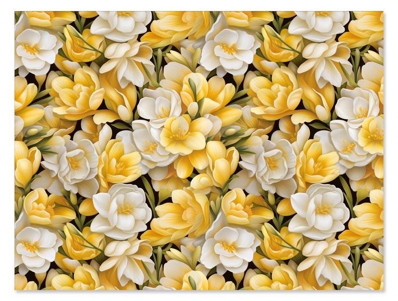 Disposable Paper Placemats - White &amp; Yellow Freesia