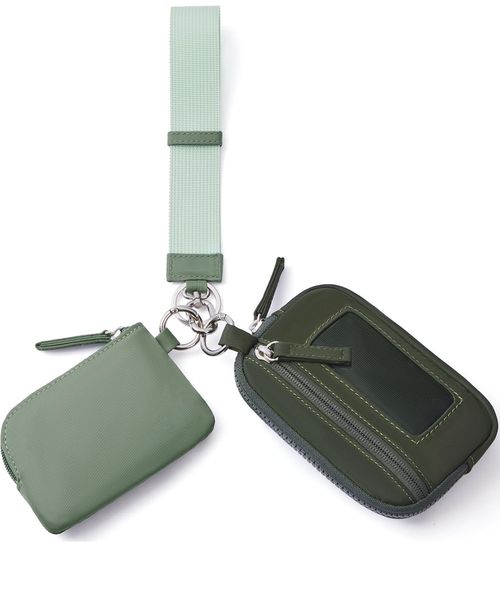 Keychain Wristlet Wallet, Nylon RFID Coin Purse Small Wallet with Key Ring