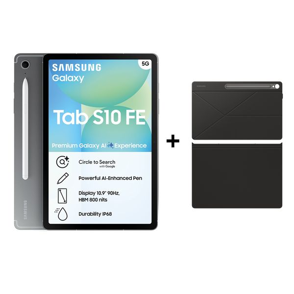 Samsung Galaxy Tab S10 FE 5G (X526) 10.9" 128GB Tablet - Grey + Samsung Smart Book Cover