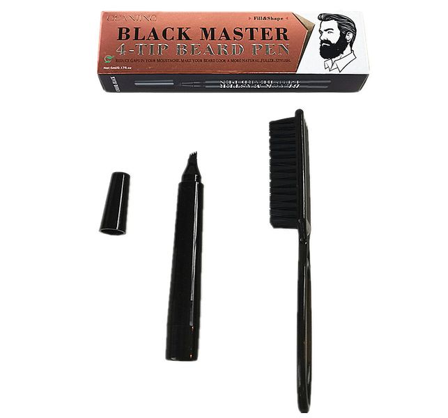 Beard Pen - 4 Tip Beard Filler Pencil - Hair Pencil- Natural Look + Brush