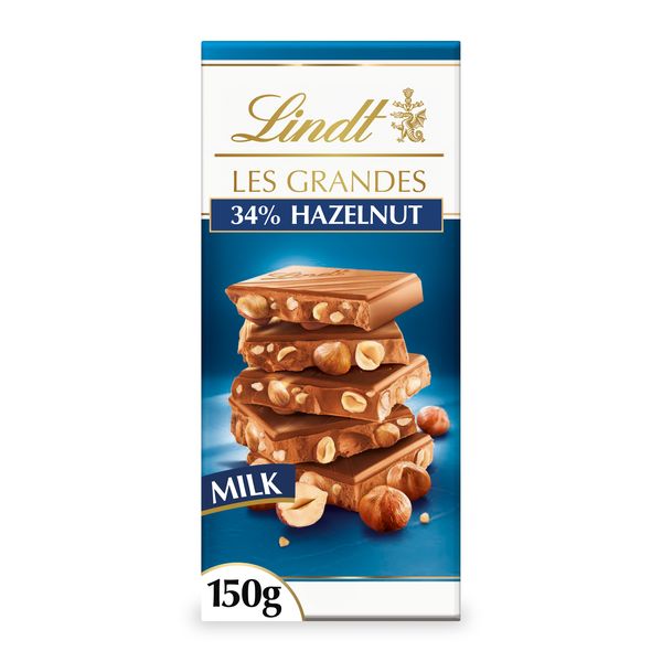 Lindt LES GRANDES Milk Hazelnut 150g Slab
