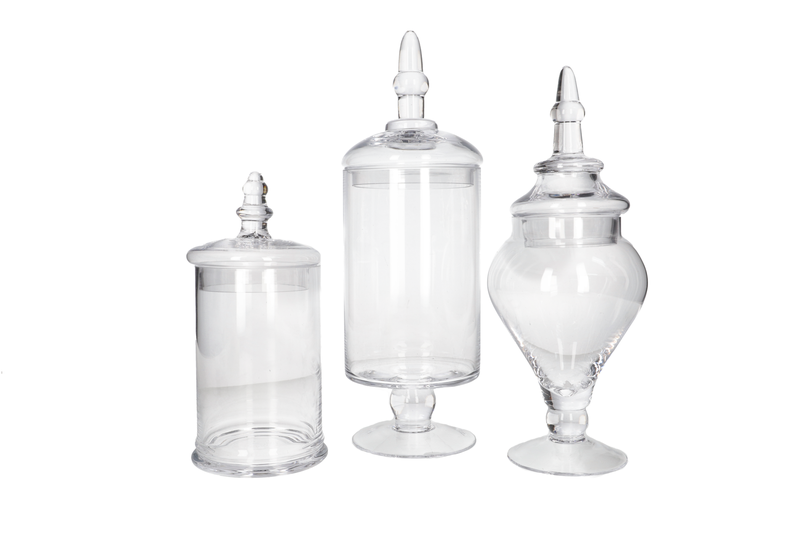 Danny Home 3 Piece Vintage Glass Apothecary Jar Set with Lids