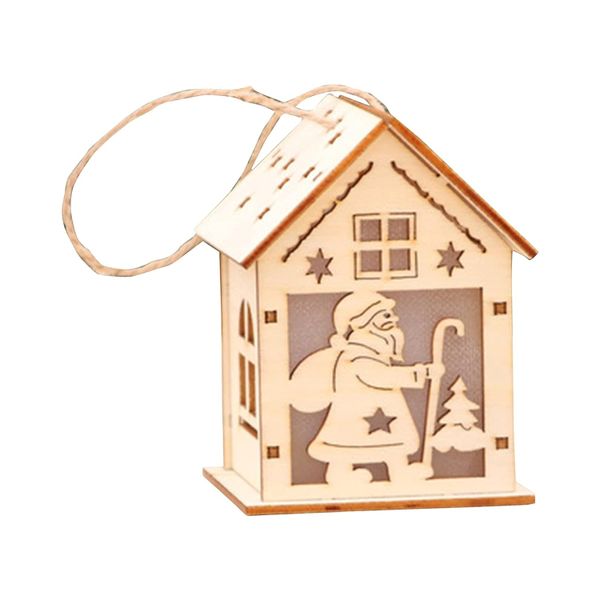 Christmas Luminous DIY Wooden House Hanging Decoration