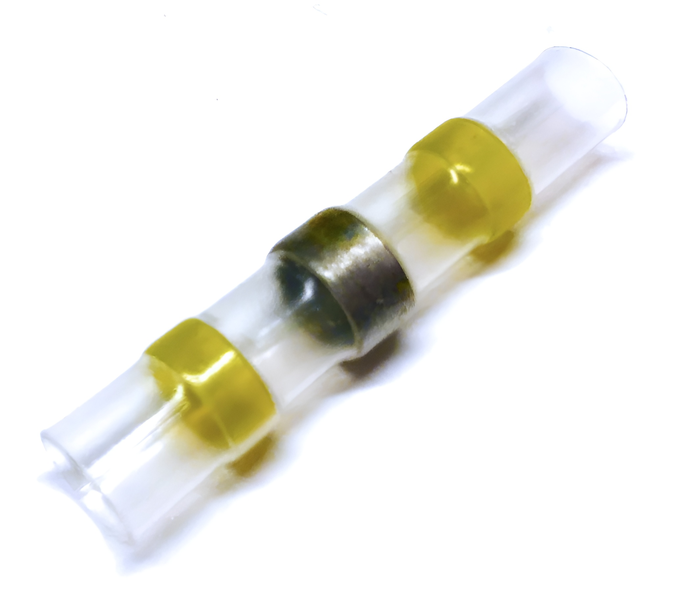 Yellow Heat Shrink Solder Sleeve Crimpless Butt Connector 12-10AWG - Single