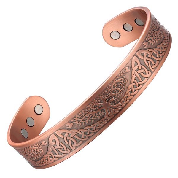 Beauty Self Healing Detox Copper Bangle Bracelet Floral