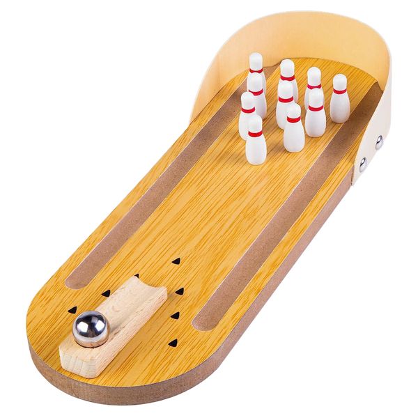 Toy Gift Novelty Family Time Mini Wooden Bowling Ball Table Game (30cm)