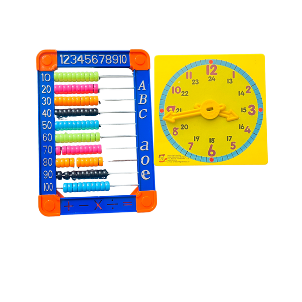 Educational Abacus and Learning Clock Set - Early Math and Time Teaching