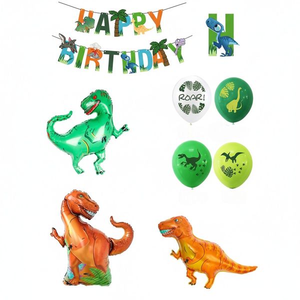 24-Piece Dinosaur Birthday Party Decoration Set - Multicolor