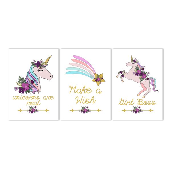Canvas Nursery Wall Art: Unicorn Girl Boss