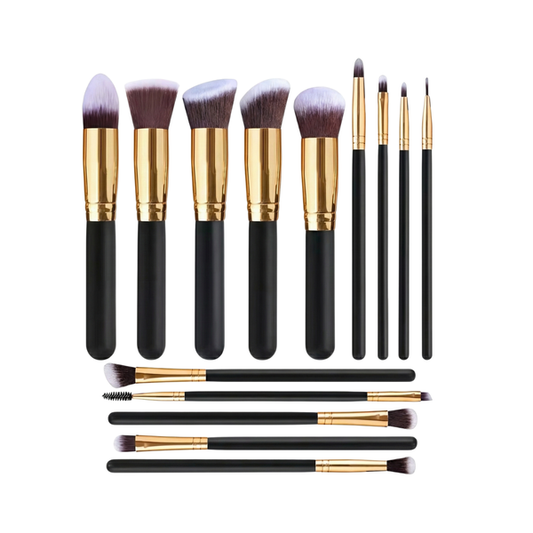 14-Piece Makeup Brush Set | Black &amp; Rose Gold