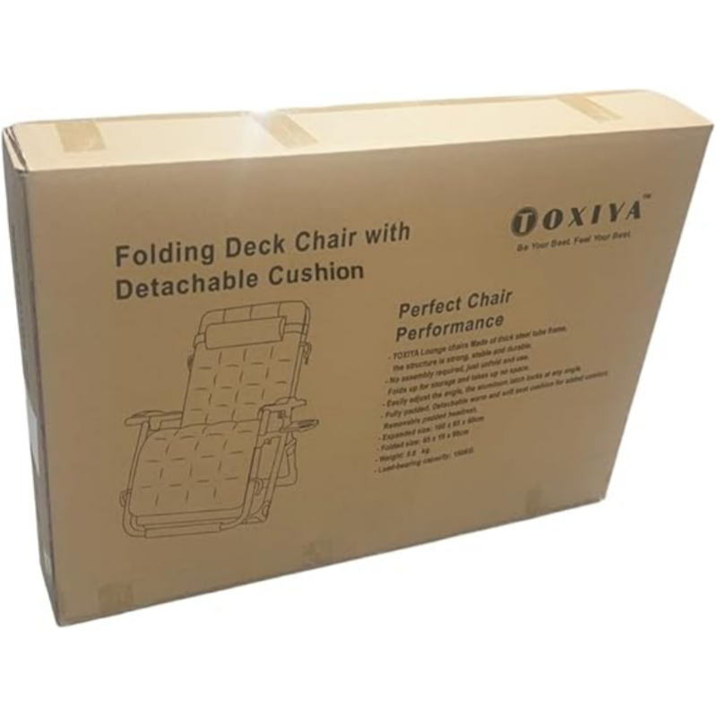 TOXIYA Foldable Deck Chair Recliner Lounger Chair With Detachable