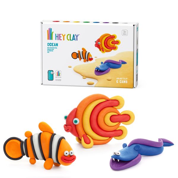 Hey Clay Modelling Air-Dry Clay with Interactive App - Ocean Series: 6 Can