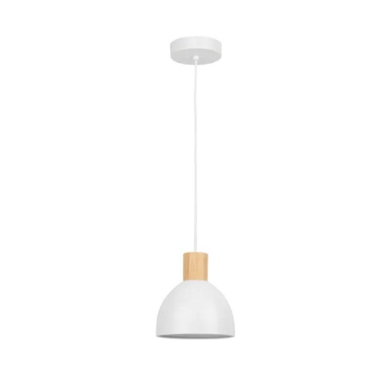 Inspire pendant lamp e27x1 d18cm metal matt white with wood natural venosa