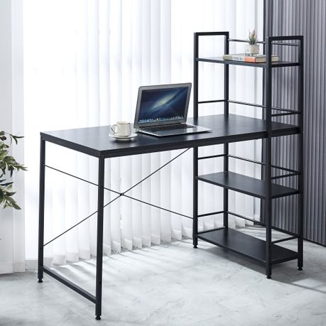 Computer Table with 4 Tier Shelves Study Corner Desk Gaming Writing Table Image