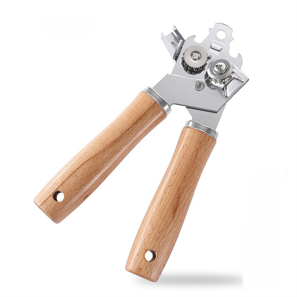 Metal Can Opener Manual With Wooden Handle