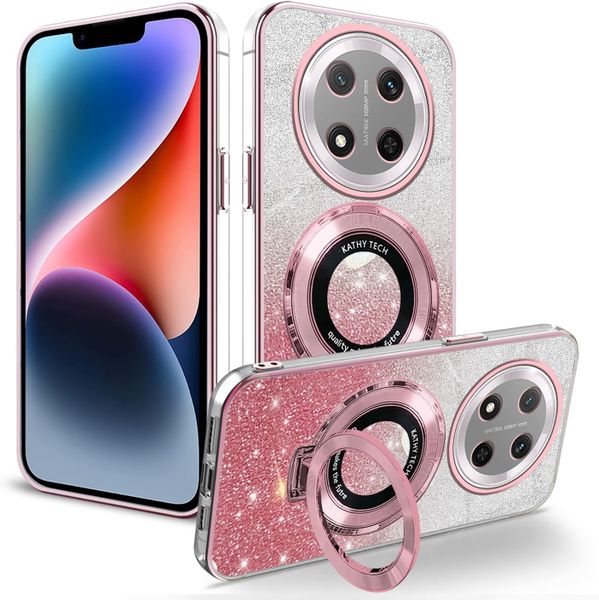 Glitter Magnetic Ring Holder TPU Phone Case Compatible With Honor X9C