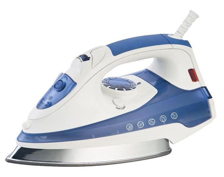 2000W Steam Iron - Vertical, Self Cleaning &amp; Teflon Soleplate - Blue/White