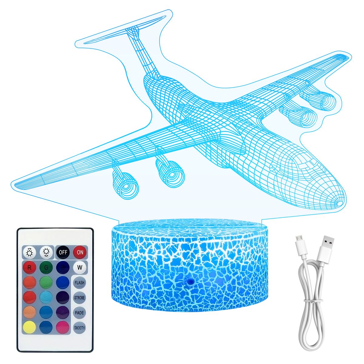 3D Illusion Night Light Smart Lamp Light Bedroom Lamp Gifts for Kids-Plane