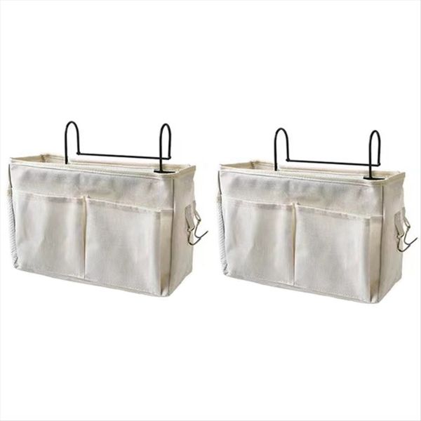 Bedside Hanging Bag Storage Bag Bedroom Magazine Storage Bag White