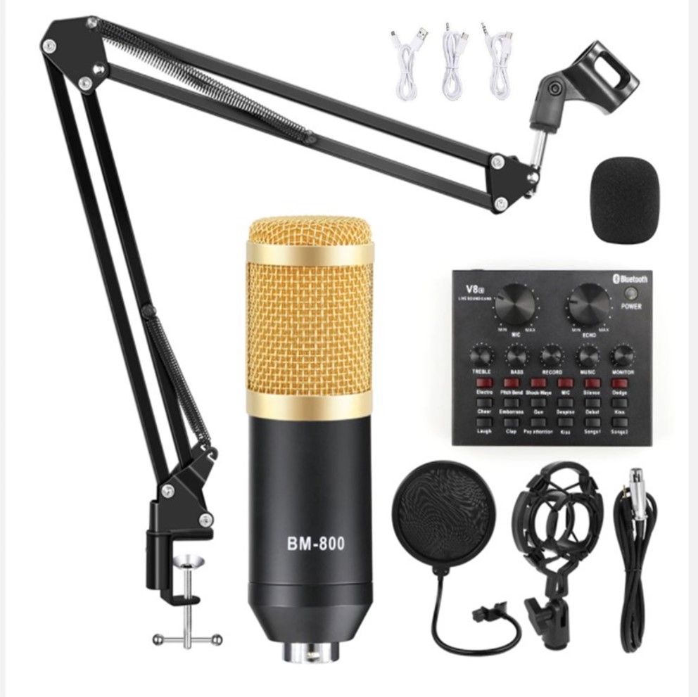Professional Condenser Microphone Kit With V8 Sound Card Shop Today