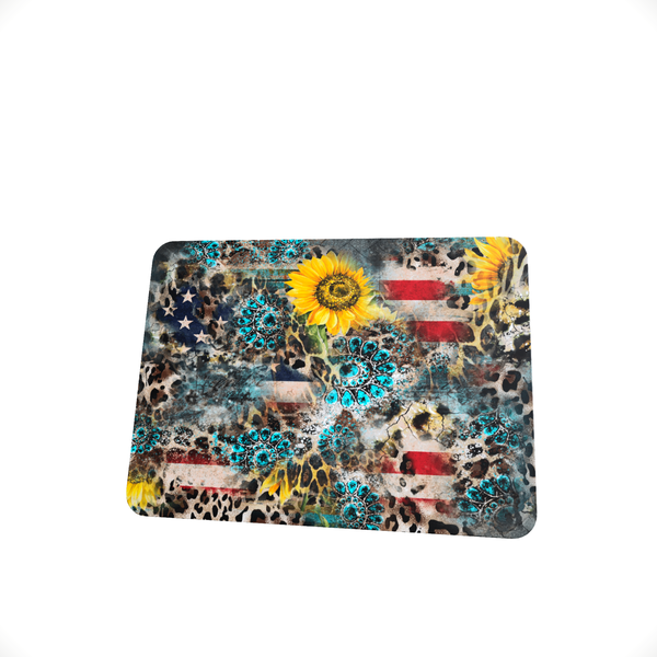 America Flag Leopard Gemstone Sunflower Mouse Pad