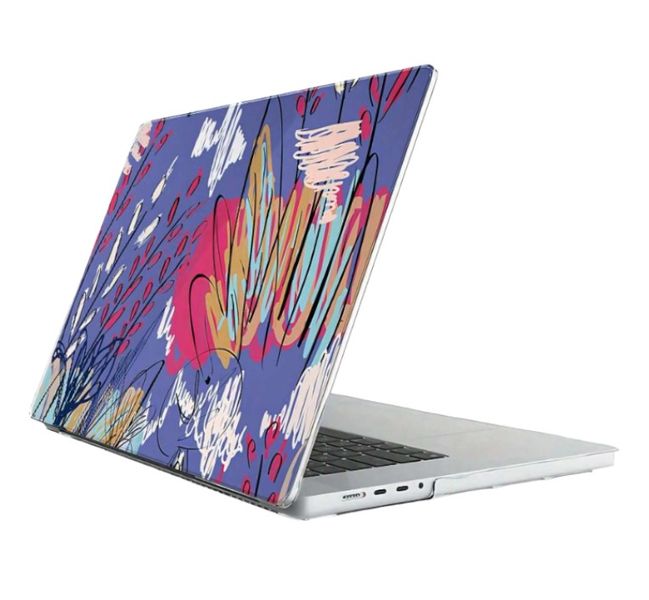 Colourful Doodle Themed Hard Shell Case For MacBook Air M2 2022 - Purple