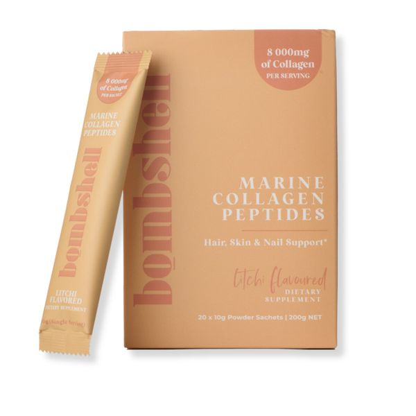 Bombshell Litchi Flavoured Marine Collagen Sachets (20x10g Sachets)