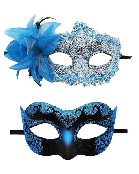 2Piece Couple Masquesrade Mask - Flower Design