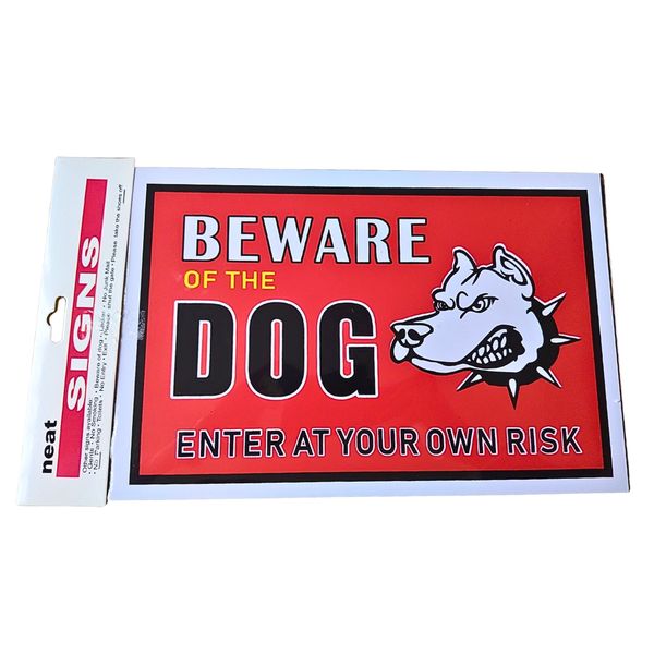Beware of the Dog Warning Sign | Red Security Plaque | 30cm x 20cm