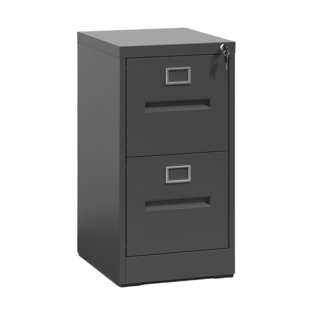 Steel Vertical 2 Drawer Inner Handle Filing Cabinet Cupboard Locker With Card Slots
