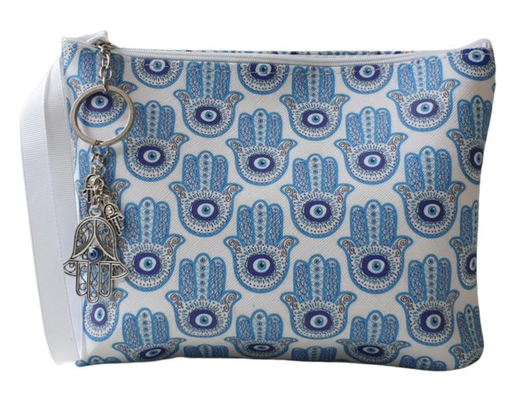 Evil Eye Inspired Clutch Bag With Silver Ornamen image