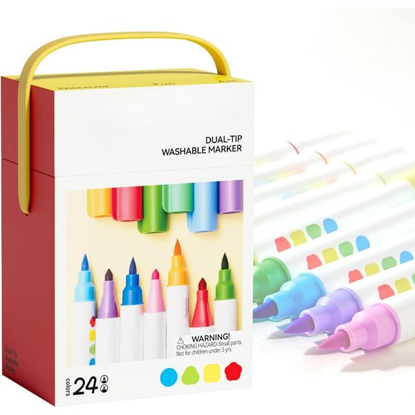 24-Color Double-ended Washable Markers - Multifunctional Painting Set