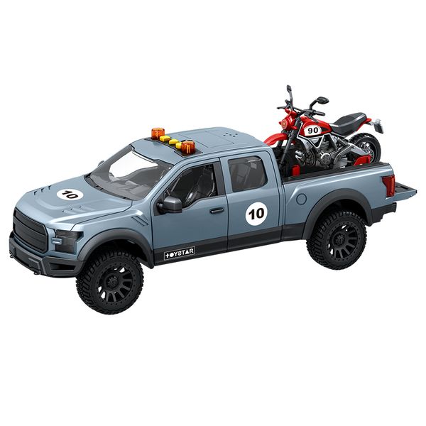 Toystar City Pick-Up Vehicle and Motorcycle with Sound, Lights (37cm Long)