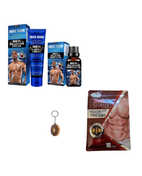 Max Man Enlarging Cream &amp; Oil &amp; Men's Energy Foot Patches &amp; Keyring