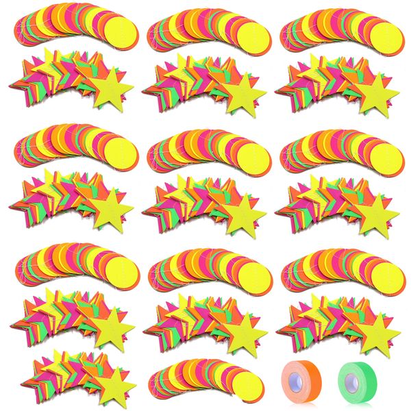 Fluorescent Star Paper Banner Garland for Birthday Party Decoration - 20 Piece Set