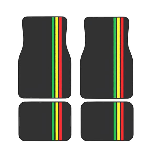 Automotive 4Pcs Vibrant Vertical Striped Car Floor Mats - 68cm